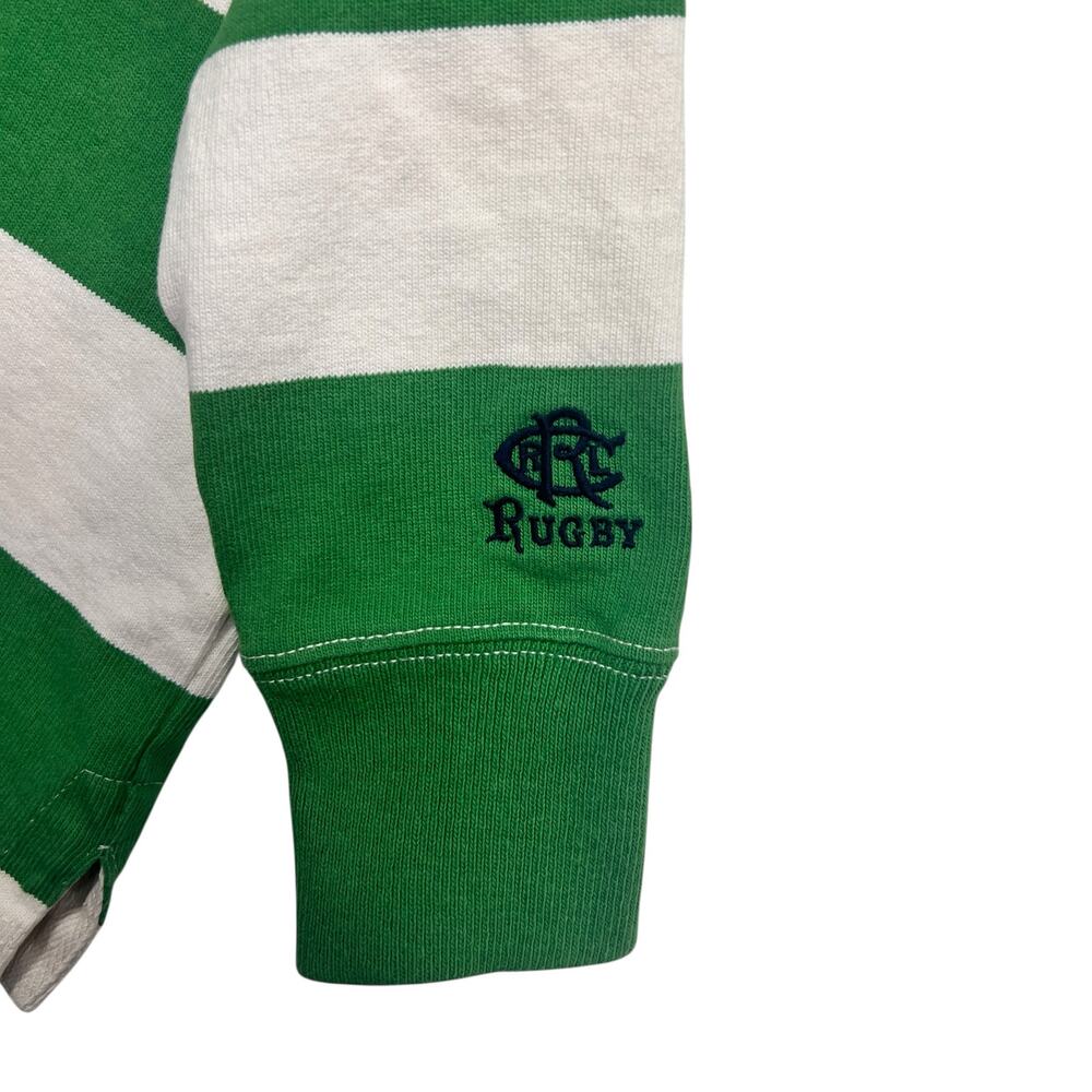 Vintage Rugby Ralph Lauren Slim Fit Polo Shirt Preppy Ivy League XS Green Stripe - Picture 9 of 12